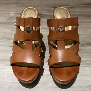 Guess platform wedge sandals - brown/tan size 8. Never worn